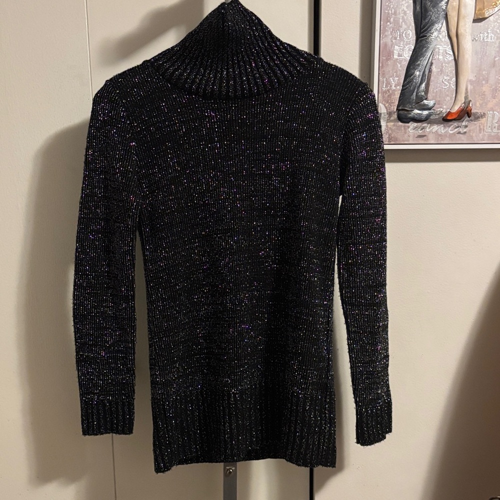 Black Glitter Turtleneck Sweater